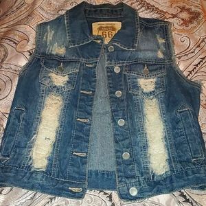 Distressed Jean Vest